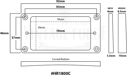 Miniatura 2 de Juego de anillos de montaje Humbucker con fondo curvado blanco (puente y cuello) compatible con Epiphone Guitars HR1800C-WHT