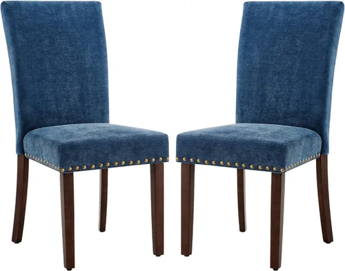 Miniatura 47 de COLAMY Juego de 2 sillas de comedor tapizadas Parsons, sillas de tela para comedor y cocina con detalle de cabeza de clavo y patas de madera
