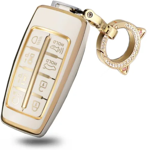 ontto Funda inteligente para llavero con llavero de protección completa suave para Hyundai Genesis G70 GV70 G80 GV80 G90 GV90 2020-2023 (beige),