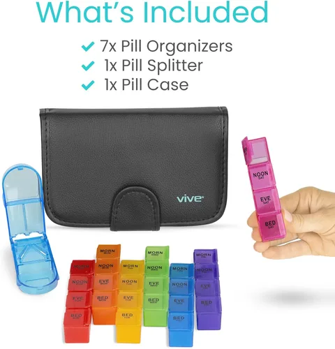 Miniatura 9 de Organizador de pastillas por vive, Estuche negro, 1