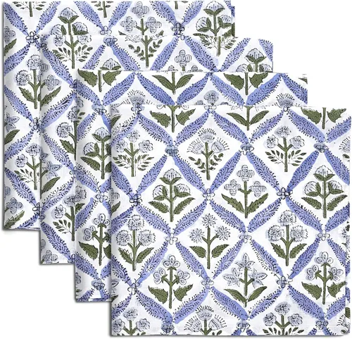 Miniatura 15 de Ridhi - Servilletas de 100 % algodón con estampado de espárragos verdes de 18 x 18 pulgadas (juego de 4) servilletas de cocina reutilizables