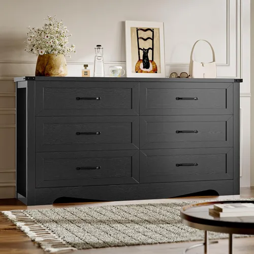 Miniatura 14 de BORNOON - Cómoda de 7 cajones para dormitorio, cómoda de madera moderna con manijas de metal, diseño antivuelco, organizador de almacenamiento Blanco