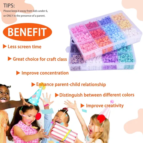 Miniatura 3 de Greentime Kit de cuentas de poni, 2800 cuentas opacas mate para pulseras, manualidades, cuentas Kandi, cuentas de pelo para trenzas, kit de cuentas