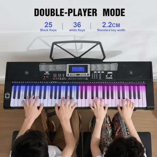 Miniatura 6 de MUSTAR - Teclado de piano, teclado de 61 teclas, piano eléctrico con soporte, teclado sensible al tacto, piano de 61 teclas para principiantes