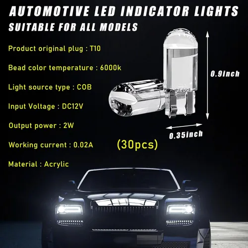 Miniatura 2 de Augeny 30 unidades de focos LED para coche 6000K, focos interiores ultra brillantes libres de errores de 12V para luz de domo, placa, mapa, puerta
