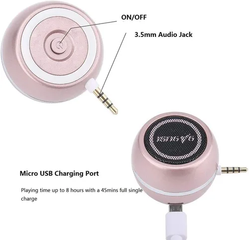 Miniatura 4 de Mini altavoz portátil con conector de entrada auxiliar de 0.138 in, altavoz de línea de teléfono móvil de 3 W para iPhone, iPad, iPod, tableta, Oro