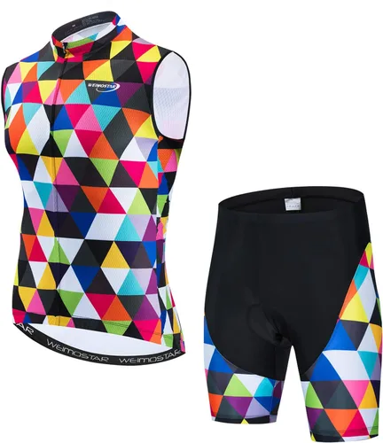 Miniatura 39 de Weimostar Hombre Ciclismo Jersey Manga Corta Bicicleta Ropa Multicolor Diamante