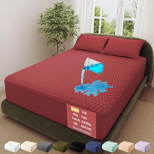 Miniatura 19 de OhGeni - Protector de colchón 100% impermeable tamaño Queen, almohadilla suave para colchón, resistente al pelo de mascotas y a la enuresis 1- Blanco