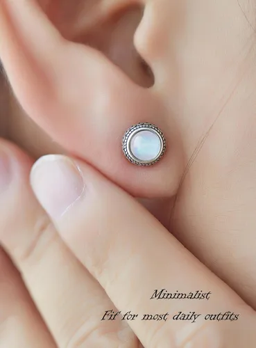 Miniatura 66 de Aretes de plata de ley con piedra natal de cristal real, joyería para mujer, moda occidental 925, envejecida, bohemia, hecha a mano, el mejor regalo
