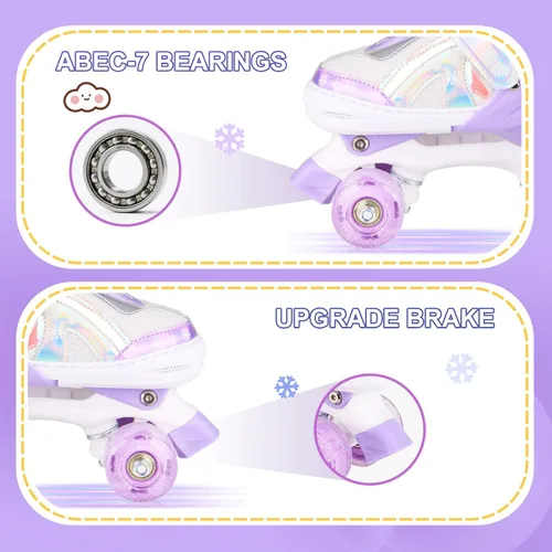 Miniatura 4 de Roller Skates for Girls Boys Kids Age 3-12 Years Old Adjustable 4 Sizes with Wheels Light up, Birthday Gift for Children Teens, Indoor Outdoor