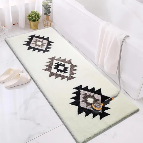 Miniatura 14 de Tapetes de baño bohemios antideslizantes geométricos, alfombras de baño esponjosas, suaves y absorbentes para baño, ducha, lavabo, hogar, entrada, L