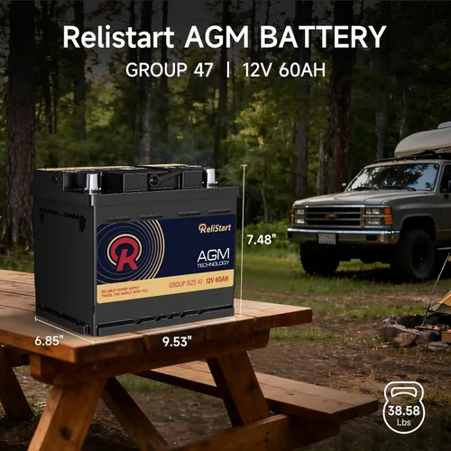 Miniatura 2 de Batería AGM BCI Grupo 47 para automóvil - Batería de 12 V 60 Ah tamaño H5 47 para automóvil, batería de 12 V recargable de arranque y parada