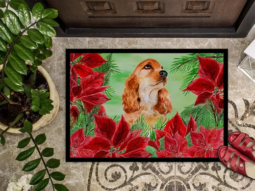 Miniatura 3 de Caroline's Treasures CK1354MAT - Felpudo de Cocker Spaniel Poinsettas de 18 x 27 pulgadas, tapete para puerta delantera, interior y exterior