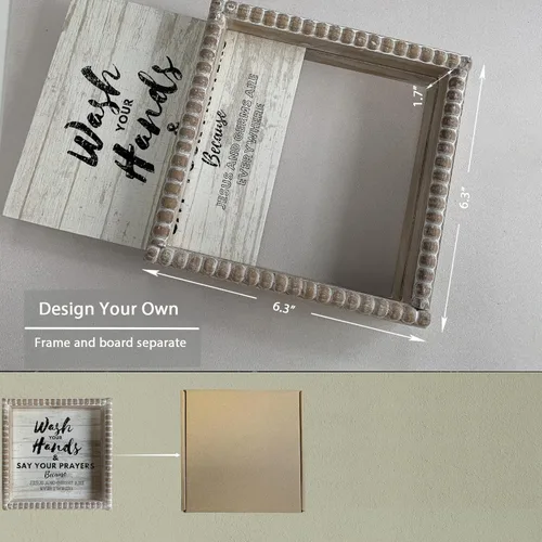 Miniatura 6 de Letreros de decoración de baño con marco de madera estilo bohemio, divertida placa decorativa para baño, pequeña y bonita, decoración de estante