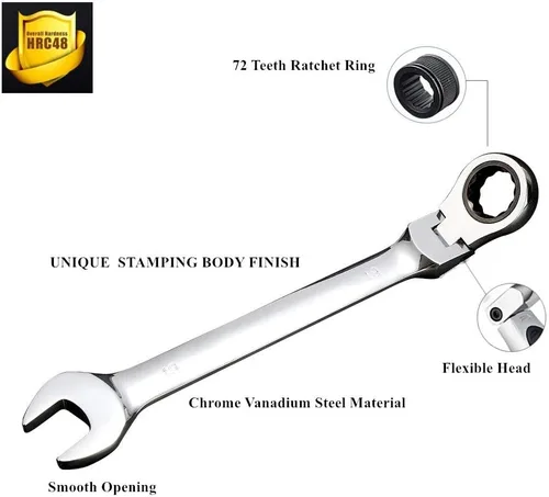 Miniatura 6 de FLZOSPER Tightspot - Juego de llaves de trinquete de cabeza flexible, llave métrica CR-V de acceso rápido de 0.315-0.748 in con caja de herramientas