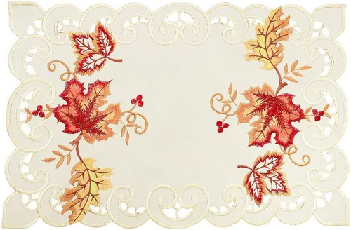 Miniatura 9 de Grelucgo Mantel Redondo Pequeño Bordado de Acción de Gracias para las Fiestas, Cubremanteles de Mesa Pequeños de Otoño (Redondo 34 pulgadas)