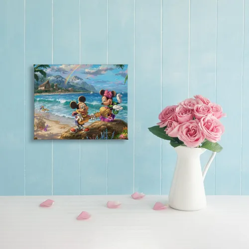 Miniatura 4 de Thomas Kinkade Studios Disney's Mickey and Minnie in Hawaii - Lienzo con envoltura de galería (8 x 10 pulgadas)