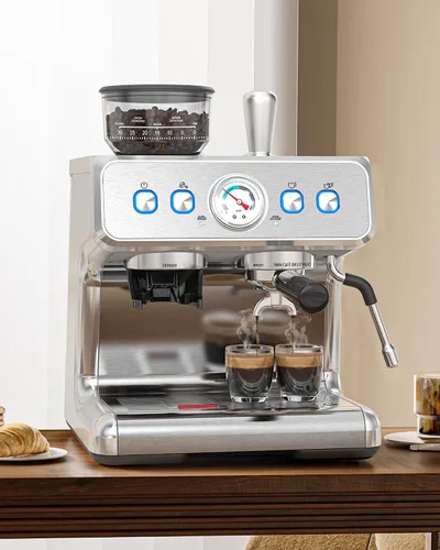 Miniatura 6 de COWSAR Máquina de café expreso de 20 barras con molinillo y espumador de leche, máquinas de café Expresso de 2.283 in, cafetera comercial de acero