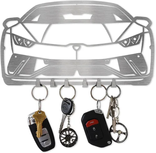 Miniatura 24 de MOOH Llavero de metal para automóvil con 6 ganchos, decoración única de pared para hombres y mujeres, decoración de cueva de hombre genial