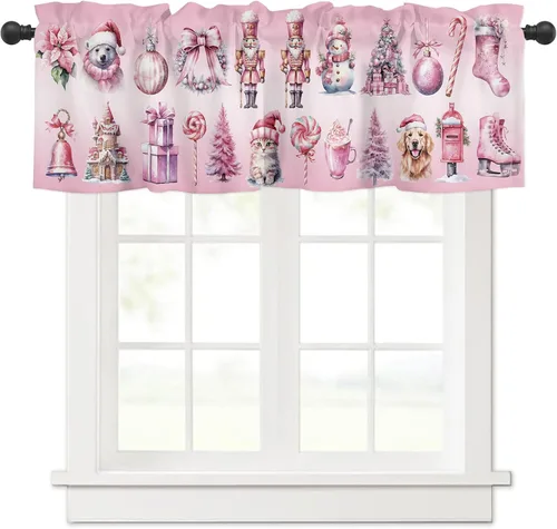 Miniatura 14 de Cenefa de ventana de Navidad para cocina, sala de estar, cortina de ventana temática de vaqueras para dormitorio, baño, cenefa de ventana Howdy
