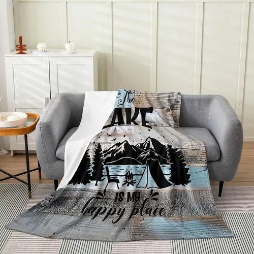 Miniatura 8 de Erosebridal Manta de casa del lago de tamaño Queen, manta náutica de ancla para niños, adolescentes, adultos, retro, velero, casa de lago, manta