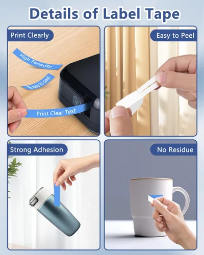 Miniatura 4 de Cruxer Paquete de 4 cintas de repuesto para P-Touch TZe-525 AZe-525 azul, blanco sobre azul, 0.35 pulgadas, 0.354 in x 26.2 ft, compatible