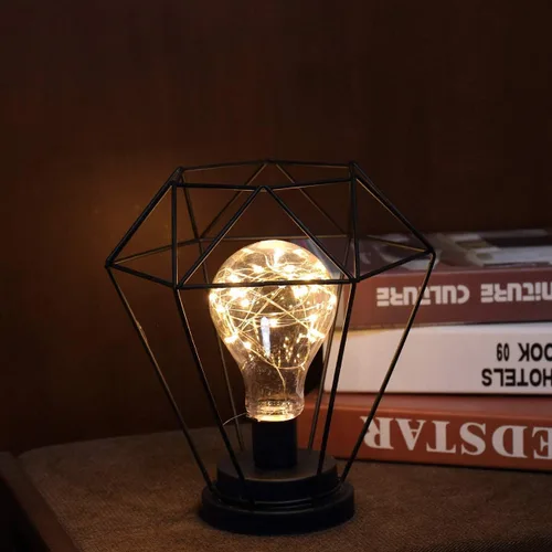 Miniatura 8 de Ulalaza Lámpara LED de alambre de cobre, adornos de hierro forjado, luz nocturna, dormitorio creativo, estilo nórdico, retro, decoración de viento