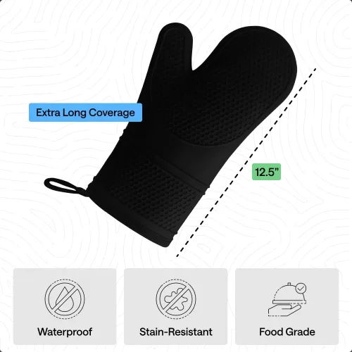Miniatura 4 de GORILLA GRIP Guantes de horno de silicona suave sin BPA, resistentes al calor e impermeables, guantes de seguridad para cocinar, forro de algodón