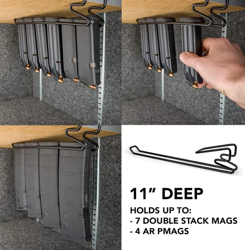 Miniatura 2 de Revistero Magminder Undershelf - Almacena cargadores AR, AK, PMAG y Double Stack con placas base, reimagina tus productos seguros para armas