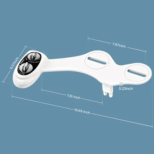Miniatura 7 de YASFEL Accesorio de bidé para inodoro, bidé de inodoro no eléctrico, accesorio de bidé para inodoro con boquillas dobles para lavado Negro Blanco