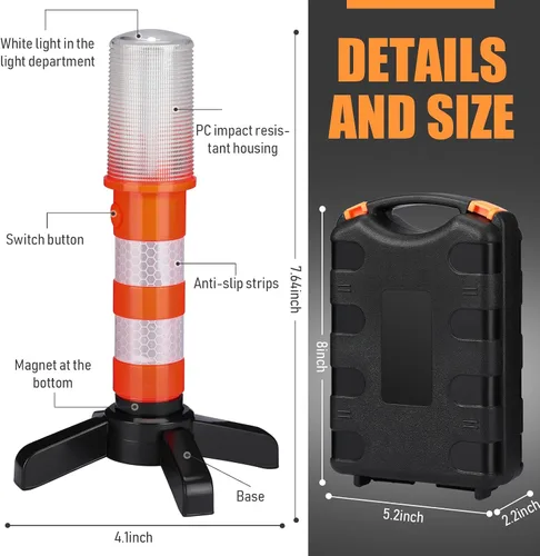 Miniatura 2 de Leumoi Paquete de 8 luces de emergencia para carretera, luces LED de advertencia para carretera, luces rojas brillantes para vehículos