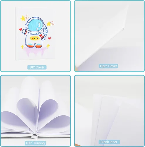 Miniatura 3 de zmybcpack Paquete de 12 pequeños libros en blanco de tapa dura blanca de 4.3x5.5 pulgadas, libro en blanco de tapa dura para que los niños escriban
