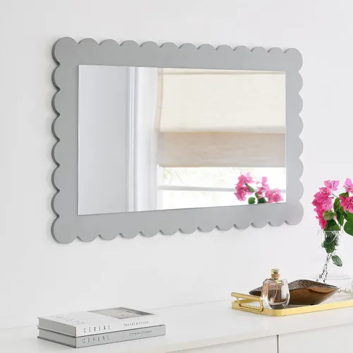Miniatura 2 de Modway Emmeline Espejo de pared rectangular festoneado en gris claro