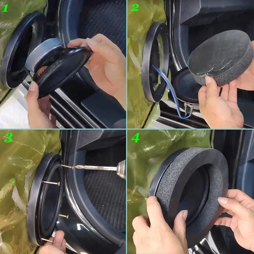 Miniatura 5 de RDBS Anillos de espuma para altavoz de coche de 6 pulgadas, 6.5 pulgadas, 6.75 pulgadas, universal, autoadhesivo, anillos rápidos, esponja