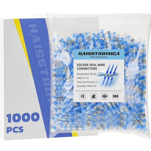 Miniatura 24 de haisstronica 100 conectores de alambre con sello de soldadura, conectores a tope resistentes al agua, termorretráctiles, terminales