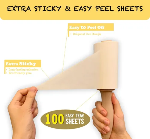 Miniatura 5 de Rodillo de pelusa de superficie grande extra adhesivo con mango largo extensible a prueba de polvo, 6.3 pulgadas más ancho, 240 hojas, rodillos