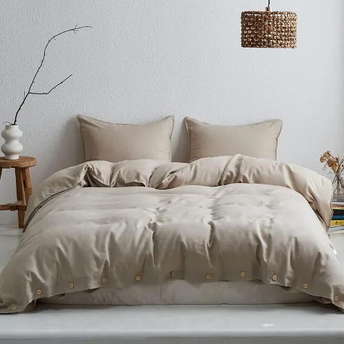 BISELINA Juego de funda de edredón de 3 piezas, 20% lino natural, 80% mezcla de lyocell, color sólido, suave, fresco, ligero, ropa de cama de lujo,