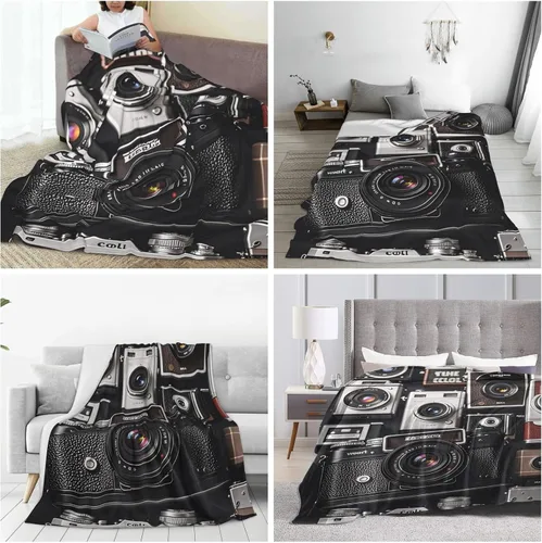 Miniatura 9 de Retro Cool Camera Collection Throw Blankets Flannel Blanket Warm Cozy Bed Blanket Lightweight Soft Blankets for Couch Sofa Bed Chair Home Decor