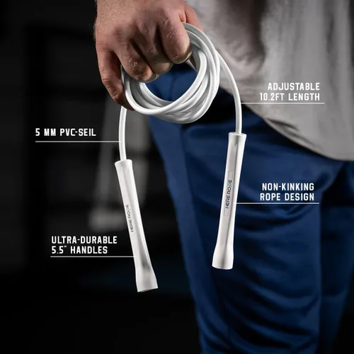 Miniatura 2 de HEREROPE Cuerda de saltar ajustable – Cuerda de saltar de PVC de 0.197 in con asas irrompibles, no se dobla, incluye 1 cuerda de repuesto