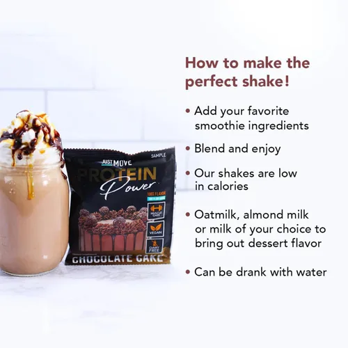Miniatura 5 de Just Move Proteína - Pastel de Chocolate - Vegano (a base de plantas), Orgánico, Sin Lácteos, Sin Soja, Sin Gluten, Keto, Sin Maní, 20g de Proteína