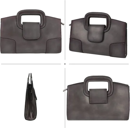 Miniatura 32 de ZLMBAGUS - Bolso de mano para mujer, diseño vintage con solapa y asa, de piel sintética, para llevar al hombro