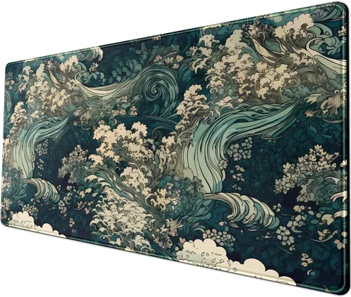 Miniatura 25 de Tapete de Escritorio Verde XL Gato Lindo Planta Genial Almohadilla de Escritorio Tapete de Teclado Kawaii Gato Negro Flor Mousepad Tapete de B-cat