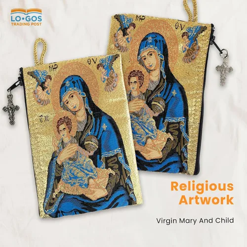 Miniatura 77 de Bolsa de rosario católico, estuche de rosario de bautismo para niños con números 6:24-26, versículo de la Biblia, 4 x 6 pulgadas, joyería y monedero
