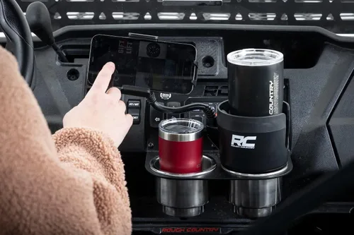 Miniatura 3 de Rough Country Soporte para teléfono y taza expansible 2 en 1 - J5054, negro, 2.69 pulgadas - 3.9 pulgadas de diámetro