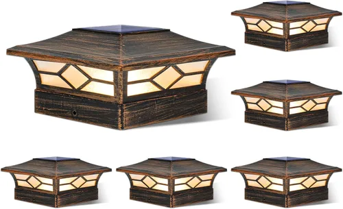 Miniatura 12 de Luces Solares para Tapas de Postes Exteriores Paquete de 4, Impermeables, Alimentadas por Energía Solar, Luces para Postes de Terraza y Valla
