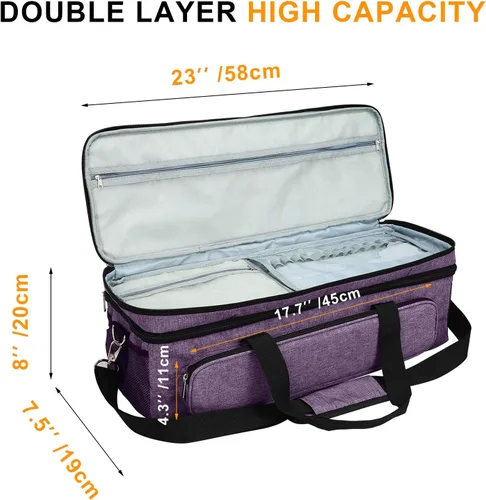 Miniatura 2 de Luxiv Estuche de transporte de doble capa para Cricut Explore/Air/Maker - Bolsa portátil de 2 capas para máquinas de corte Cricut Morado
