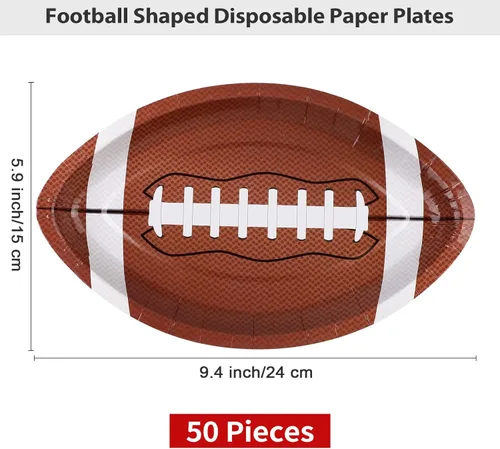 Miniatura 2 de ADXCO 50 platos de papel con forma de fútbol, suministros para fiestas de fútbol para decoración de cumpleaños, juegos deportivos, 9.4 x 5.9 pulgadas