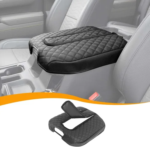 Miniatura 9 de Funda para reposabrazos de consola central, compatible con Chevrolet Silverado y GMC Sierra 2019-2023, repuesto de consola de cuero, color negro