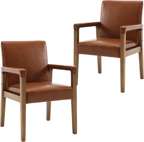Miniatura 9 de LZAREAL Juego de 2 sillas de comedor modernas de mediados de siglo, tapizada de tela de lino, silla auxiliar para sala de estar, silla de brazo
