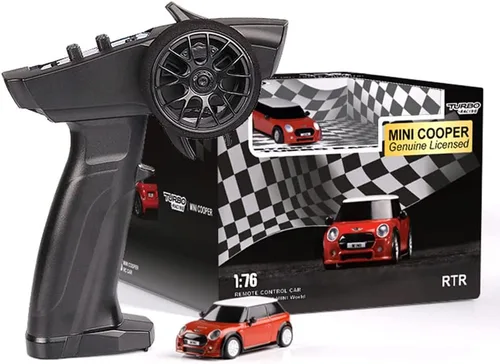 1:76 Turbo Racing Scale RC Sport Car, Carreras de mesa Control remoto Mini modelo de coche completo proporcional RTR Kit Juguetes (Baoma mini-rojo)